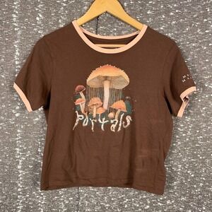 Melanie Martinez Portals Mushrooms Graphic Print Cropped Shirt Women's Large